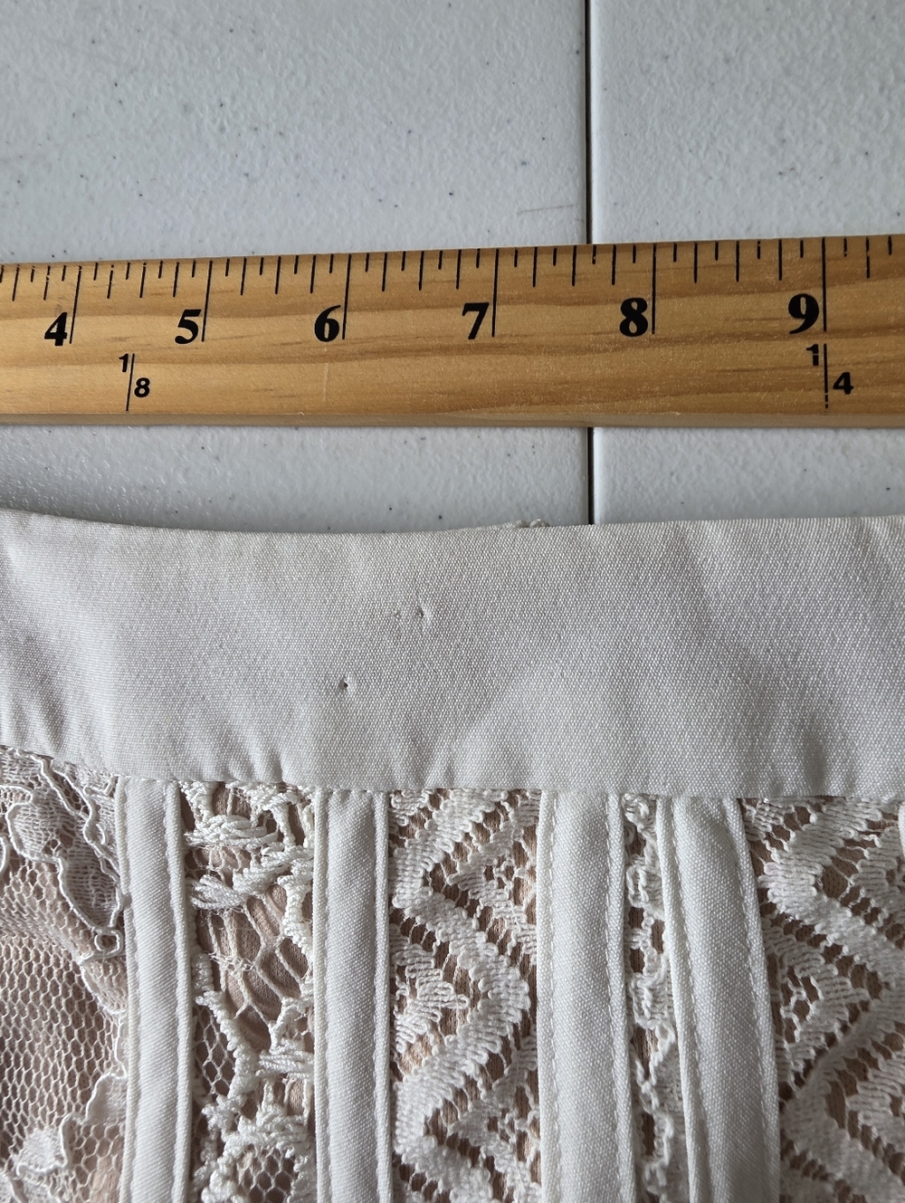 Semi Sheer Lace Midi Skirt Size L Corset Style White Romantic Fairycore Stretch - Picture 8 of 12